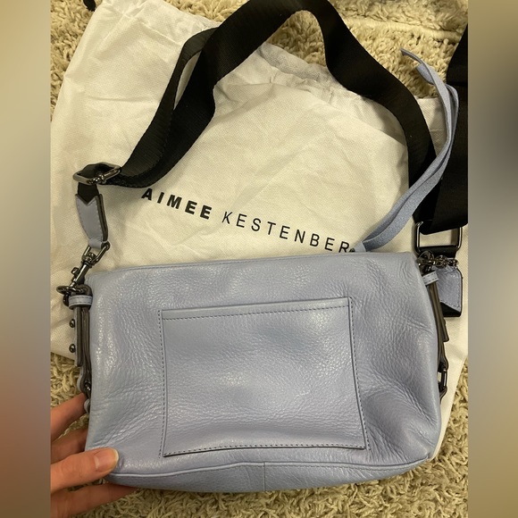 Aimee Kestenberg Blue Leather Crossbody Zip Me Up Purse - Picture 7 of 10